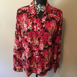 🎁2/$12  LG ELEMENTZ PINK BLACK WHITE TAN & LT BLUE WASH AND WEAR TOP